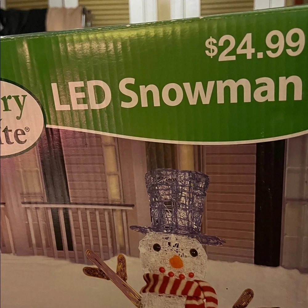Merry Brite LED Snowman with Red and White Scarf